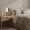 Wooden plastic table lamp in beige color Ø18x34cm.
