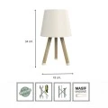 Wooden plastic table lamp in beige color Ø18x34cm.
