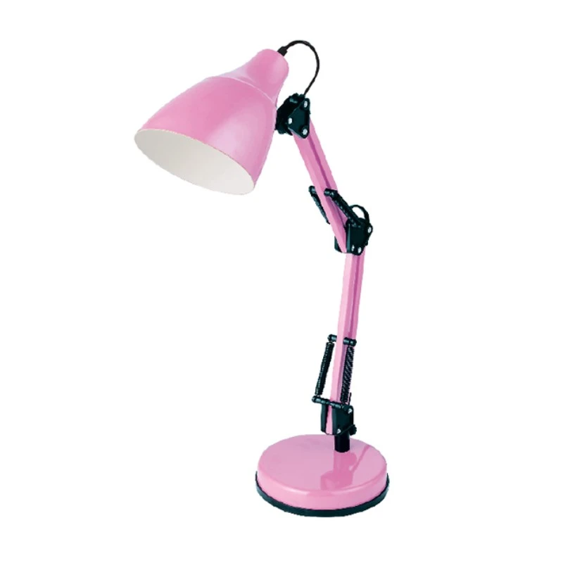 Metal desk lamp E27 in pink color Ø15x50cm.