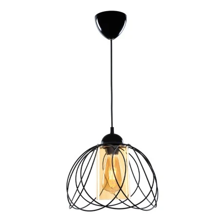 Abilene Megapap E27 metallic single-light ceiling light in black color 26x26x68cm.