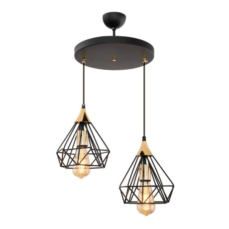 Ademir Megapap E27 metallic double-light ceiling light in black color 30x30x69cm.