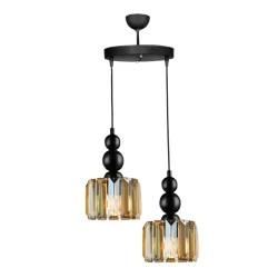 Alaba Megapap E27 metal - glass two-light ceiling light in black color 30x30x80cm. Alaba Megapap E27 metal - glass two-light ceiling light in black color 30x30x80cm.