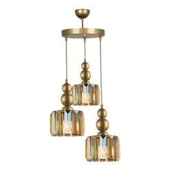 Alaba Megapap E27 metal - glass three-light ceiling light in gold color 40x40x95cm. Alaba Megapap E27 metal - glass three-light ceiling light in gold color 40x40x95cm.