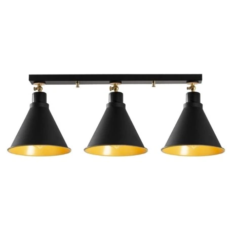 Arden Megapap E27 metallic three-light ceiling light in black color 72x20x26cm.