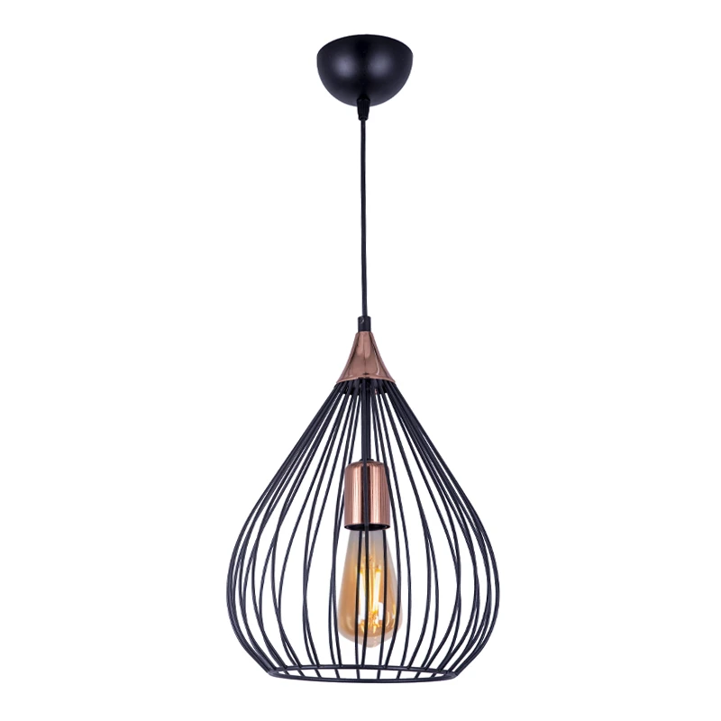 Ariana Megapap E27 metallic ceiling light in black color 26x26x70cm.