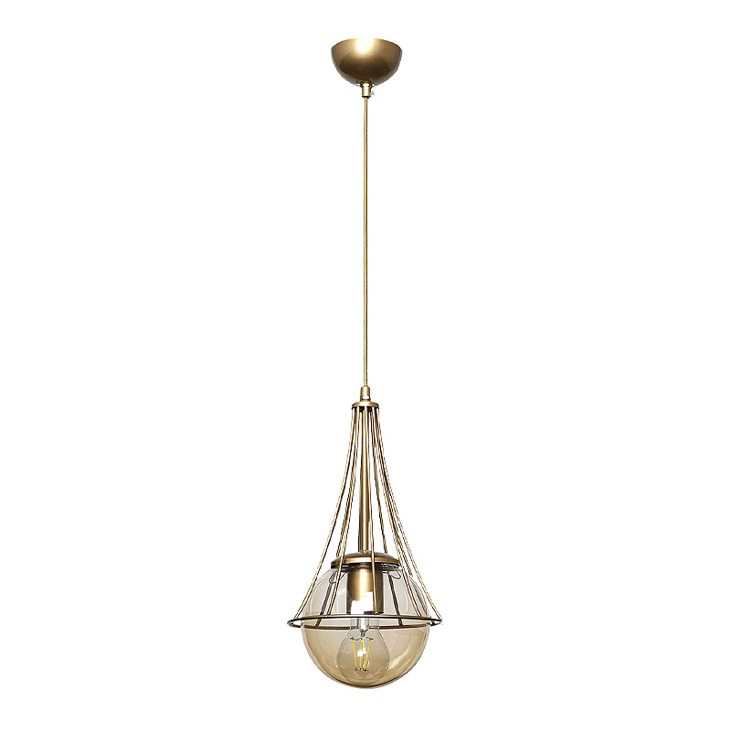 Chavi Megapap E27 metallic single-light ceiling light in golden color 18x18x75cm.