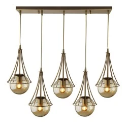 Chavi Megapap E27 metallic five-light ceiling light in gold color 80x10x90cm. Chavi Megapap E27 metallic five-light ceiling light in gold color 80x10x90cm.