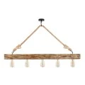 Erebos Megapap E27 wooden five lights ceiling lamp in natural color 100x7x53cm.