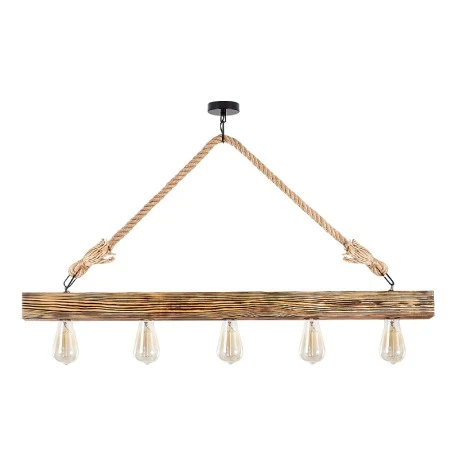 Erebos Megapap E27 wooden five lights ceiling lamp in natural color 100x7x53cm.