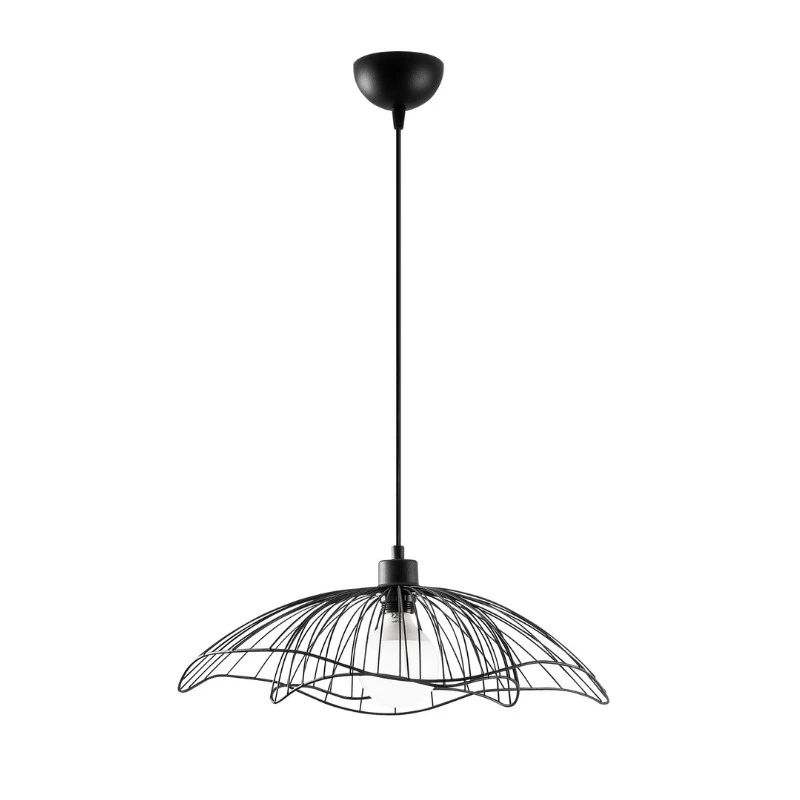 Farac Megapap E27 metallic ceiling lamp in black color Ø50x31/111cm.