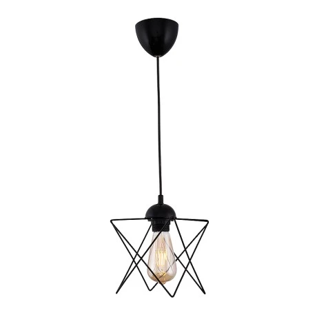 Faven Megapap E27 metallic single-light ceiling light in black color 17x17x70cm.