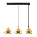 Fida Megapap E27 metallic three-light ceiling light in gold color 68x18x114cm.