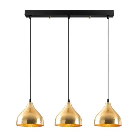 Fida Megapap E27 metallic three-light ceiling light in gold color 68x18x114cm.