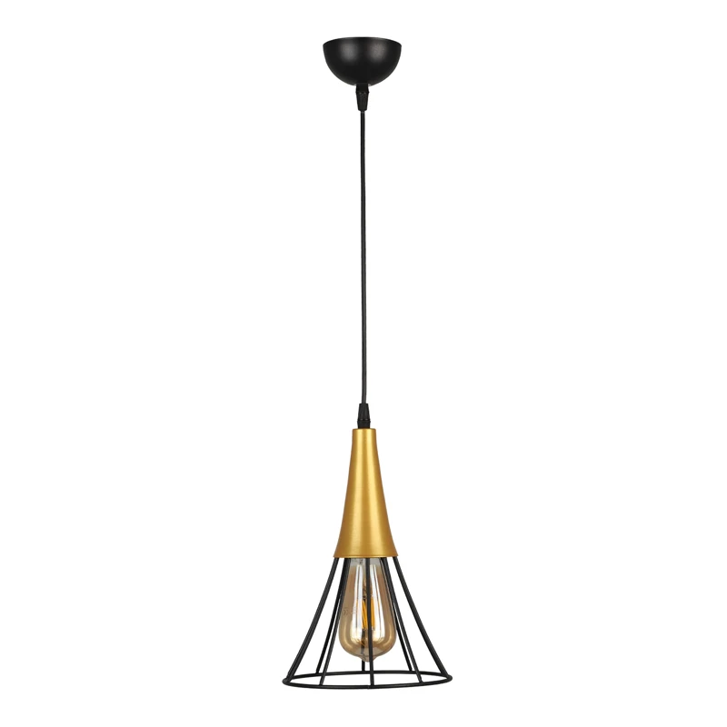 Havana Megapap E27 metallic single-light ceiling light in black - gold color 18x18x72cm.