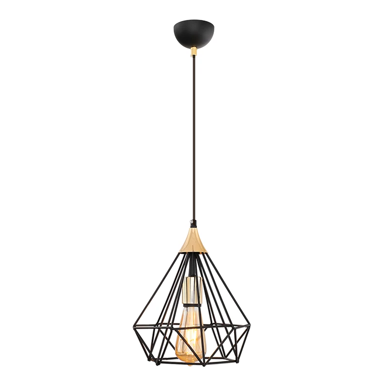 Hideki Megapap E27 metallic single-light ceiling light in black color 22x22x80cm.