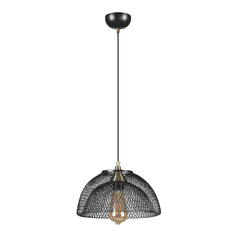 Iris Megapap E27 metallic single-light ceiling light in black color 25x25x70cm.