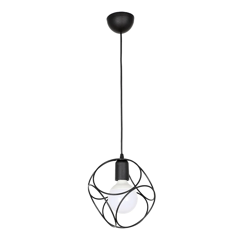 Lusita Megapap E27 metallic single-light ceiling light in black color 20x20x70cm.