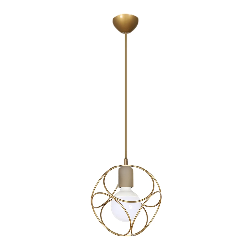 Lusita Megapap E27 metallic single-light ceiling light in golden color 20x20x70cm.