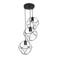 Lusita Megapap E27 metallic three-light ceiling light in black color 35x35x90cm.