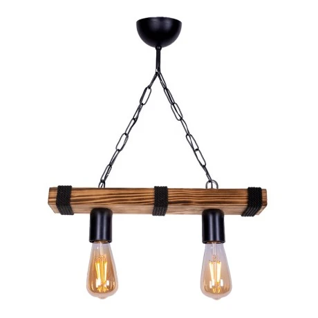 Mako Megapap E27 wooden two-light ceiling light in walnut/black color 40x10x65cm.