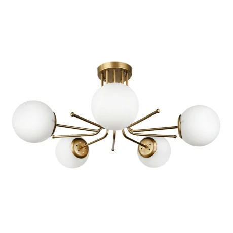 Maxidex Megapap Ε27 metal - glass ceiling light in gold color Ø80x50cm.