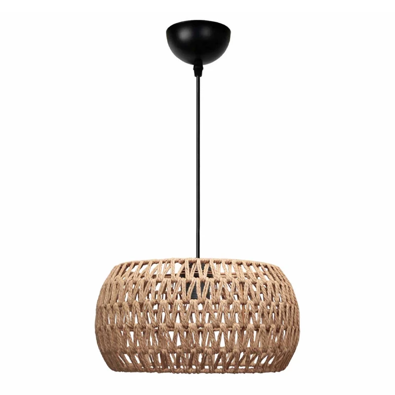 Miranda Megapap E27 rope ceiling lamp in natural color Ø30x70cm.