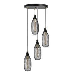 Orazio Megapap E27 metallic four-light ceiling light in black color 30x30x70cm. Orazio Megapap E27 metallic four-light ceiling light in black color 30x30x70cm.