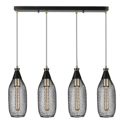 Orazio Megapap E27 metallic four-light ceiling light in black color 65x12x70cm. Orazio Megapap E27 metallic four-light ceiling light in black color 65x12x70cm.