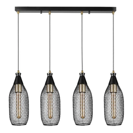 Orazio Megapap E27 metallic four-light ceiling light in black color 65x12x70cm.