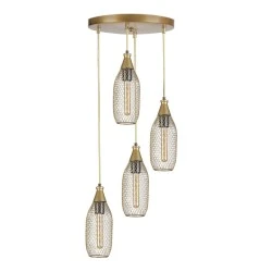 Orazio Megapap E27 metallic four-light ceiling light in gold color 30x30x70cm. Orazio Megapap E27 metallic four-light ceiling light in gold color 30x30x70cm.