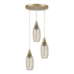 Orazio Megapap E27 metallic three-light ceiling light in gold color 30x30x70cm. Orazio Megapap E27 metallic three-light ceiling light in gold color 30x30x70cm.