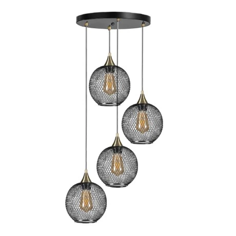 Rita Megapap E27  metallic four-light ceiling light in black color 35x35x70cm.