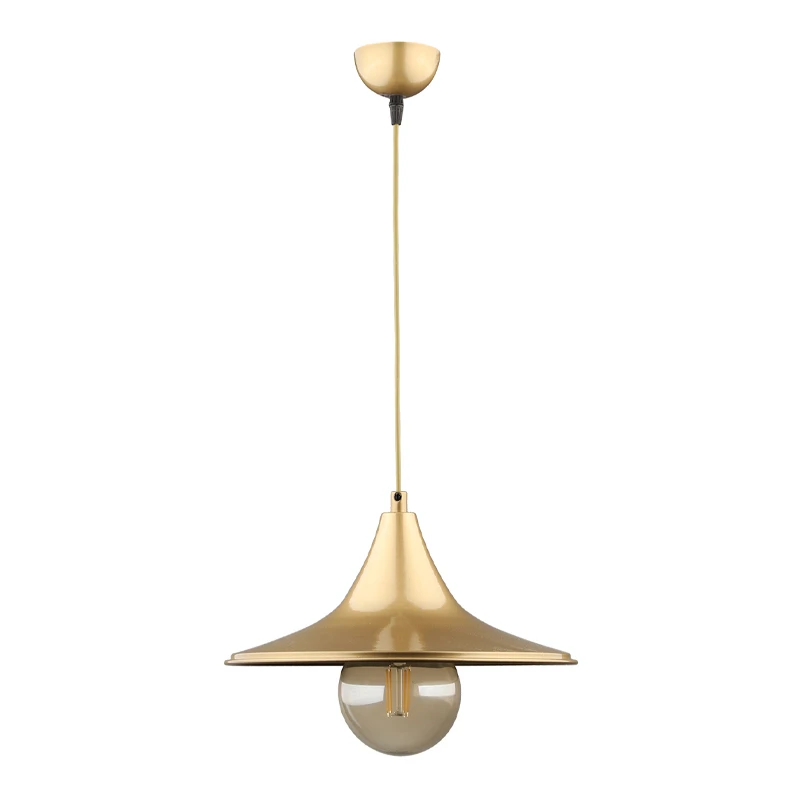 Silia Megapap E27 metal single-light ceiling light in gold color 27x27x65cm.
