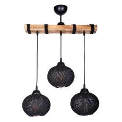 Sirmione Megapap E27 wooden/rope ceiling three-light in black - natural color 49x17x75cm. Sirmione Megapap E27 wooden/rope ceiling three-light in black - natural color 49x17x75cm.