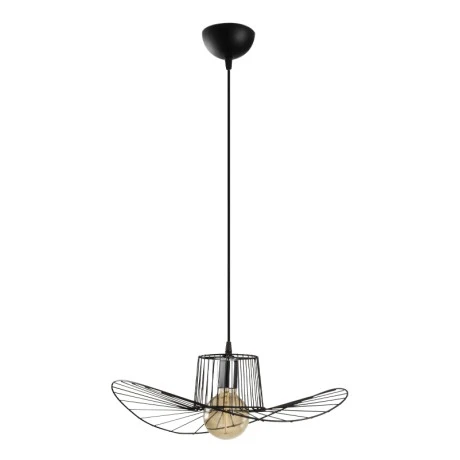 Tel Megapap E27 metallic ceiling lamp in black color Φ49x110cm.