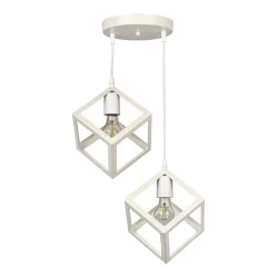 Thora Megapap metallic two-light ceiling light E27 in white color 22x22x70cm. Thora Megapap metallic two-light ceiling light E27 in white color 22x22x70cm.