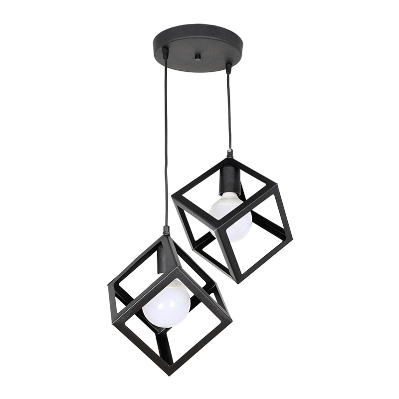 Thora Megapap metallic two-light ceiling light E27  in black color 22x22x70cm.