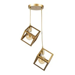 Thora Megapap metallic two-light ceiling light E27 in matte gold color 22x22x70cm. Thora Megapap metallic two-light ceiling light E27 in matte gold color 22x22x70cm.