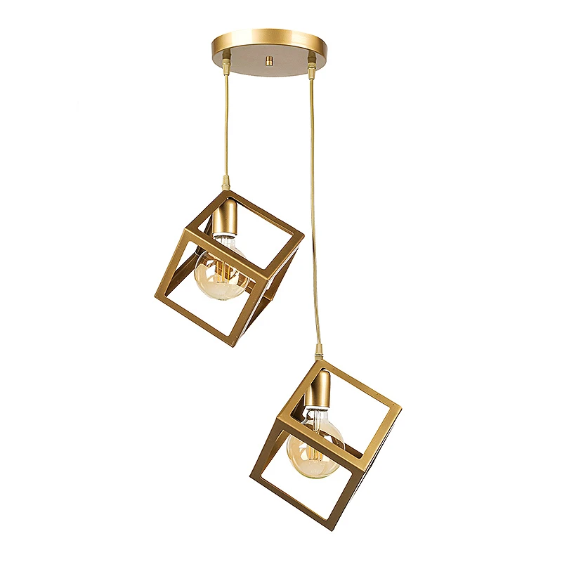 Thora Megapap metallic two-light ceiling light E27 in matte gold color 22x22x70cm.