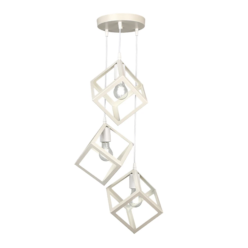 Thora Megapap metallic three-light ceiling light E27  in white color 22x22x70cm.