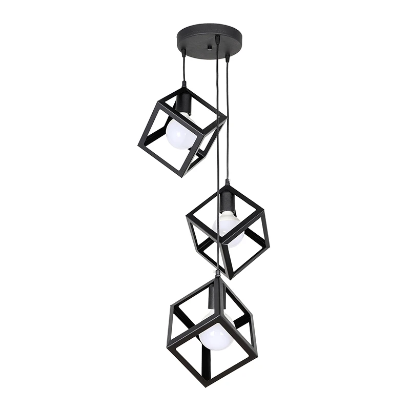 Thora Megapap metallic three-light ceiling light E27  in black color 22x22x70cm.