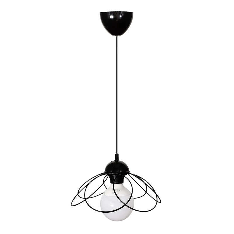 Zufash Megapap E14 metallic single-light ceiling light in black color 25x25x60cm.