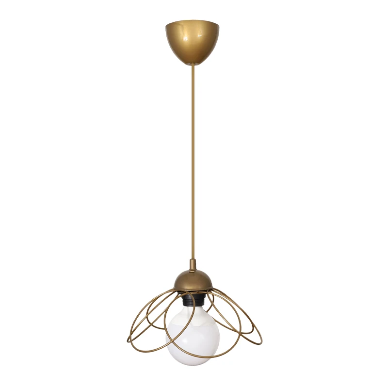Zufash Megapap E14 metallic single-light ceiling light in golden color 25x25x60cm.