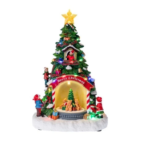 CHRISTMAS RESIN TREE WITH ADAPTOR LED LIGHT, MOVEMENT AND MUSIC 21,5X17,5X32CM