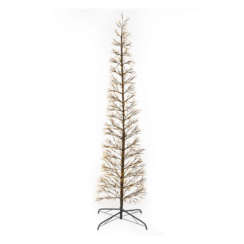 ILLUMINATED XMAS TREE 210CM WITH 4000 WARM WHITE LED ON BLACK METAL BASE D70CM