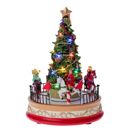 CHRISTMAS RESIN TREE WITH ADAPTOR LED LIGHT MOVEMENT AND MUSIC 18,5X18,5X26CM