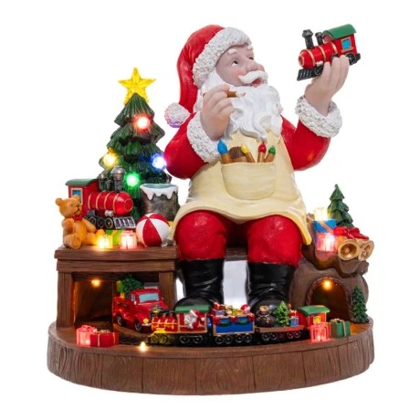 CHRISTMAS MUSICAL SANTA WITH ROTATING TRAIN WITH ADAPTOR 40X40.5X41CM