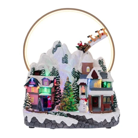 XMAS LIGHTED VILLAGE WITH ADAPTOR MUSIC AND MOVEMENT 33X30X37CM