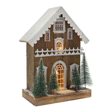 XMAS BROWN LIGHTING HOUSE 30x17x45CM W 10LED