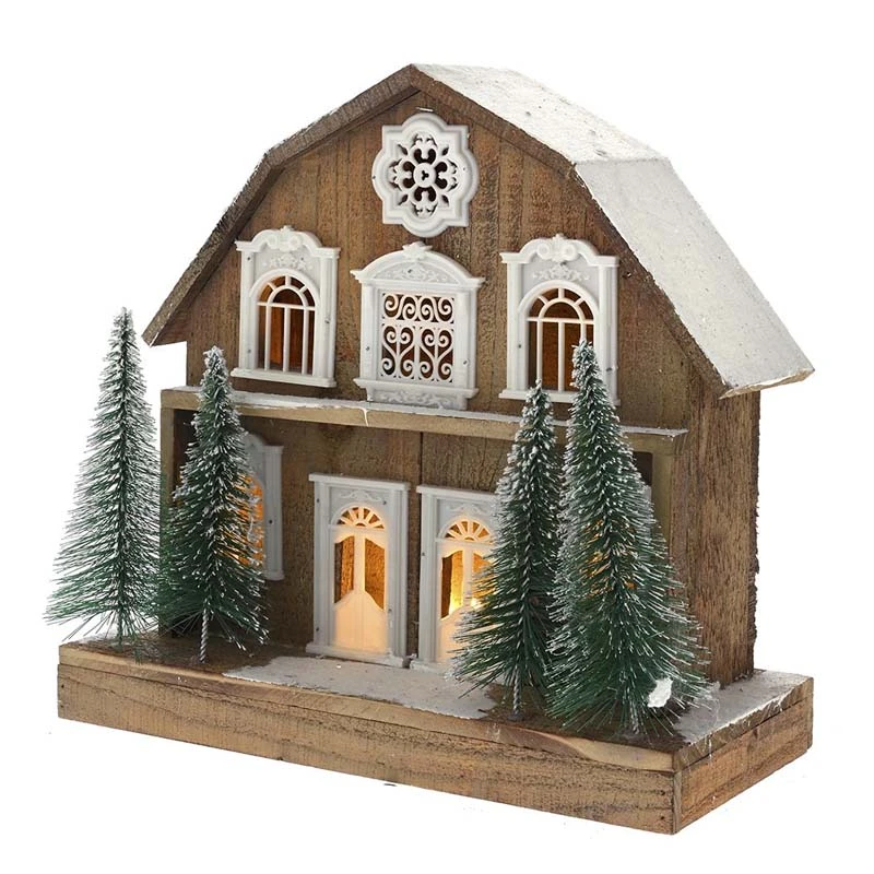 XMAS BROWN LIGHTING HOUSE 35x16x34CM W 10LED